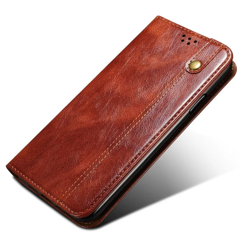 For Samsung Galaxy M56 5G Case Crazy Horse Texture Waxy Leather Wallet Stand Phone Cover - Brown