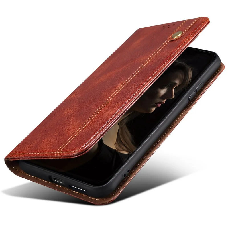 For Samsung Galaxy M56 5G Case Crazy Horse Texture Waxy Leather Wallet Stand Phone Cover - Brown