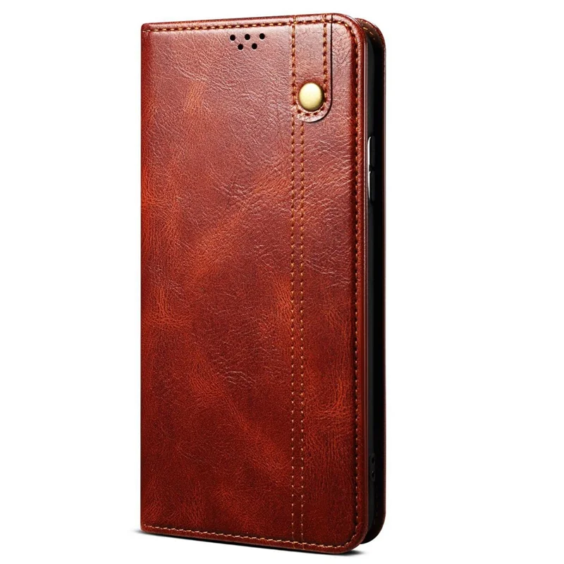 For Samsung Galaxy M56 5G Case Crazy Horse Texture Waxy Leather Wallet Stand Phone Cover - Brown