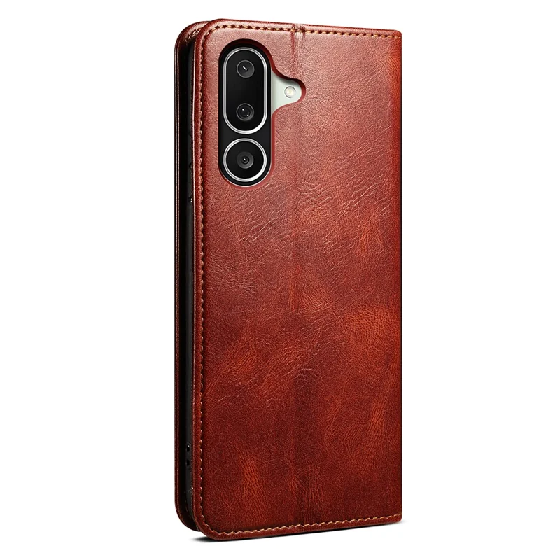 For Samsung Galaxy M56 5G Case Crazy Horse Texture Waxy Leather Wallet Stand Phone Cover - Brown