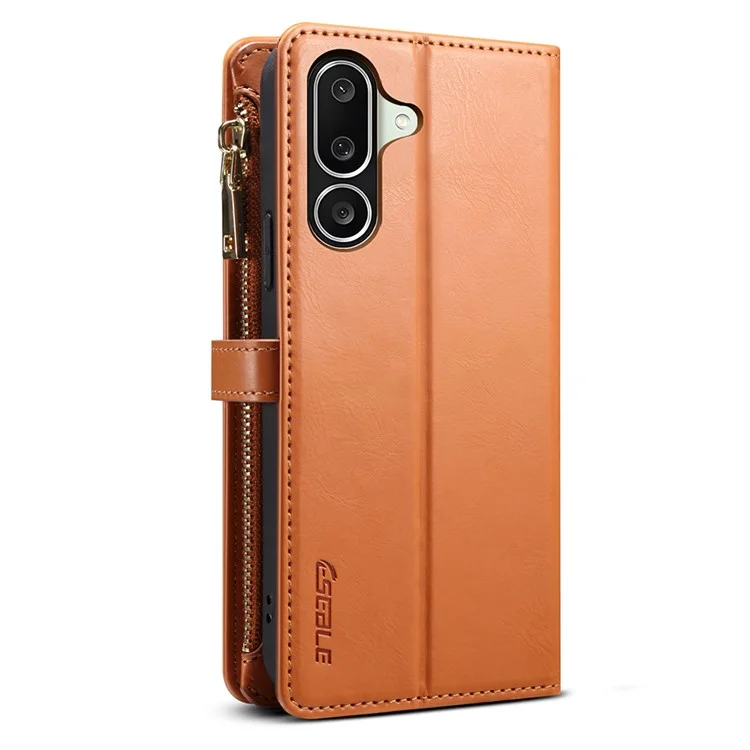 ESEBLE Galaxy Series For Samsung Galaxy M56 5G Case Leather Zipper Phone Cover RFID Blocking - Brown