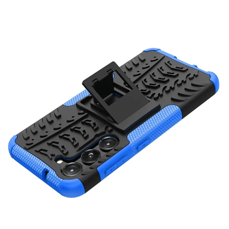 Bulk Purchasing For Samsung Galaxy S23+ Case with Kickstand Tyre Pattern PC + TPU Phone Cover - Blue