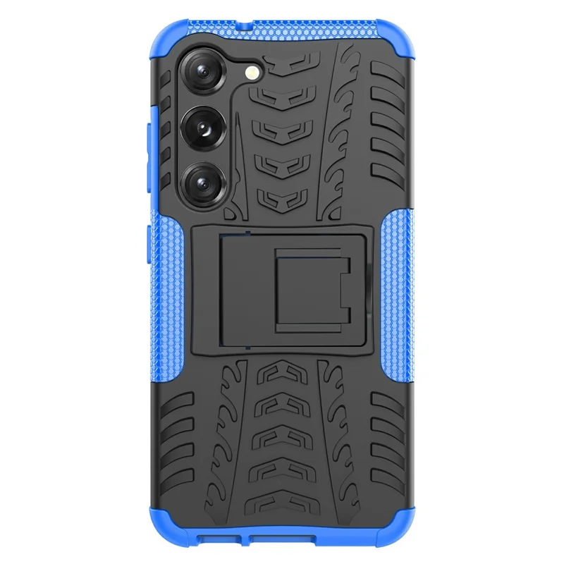 Bulk Purchasing For Samsung Galaxy S23+ Case with Kickstand Tyre Pattern PC + TPU Phone Cover - Blue