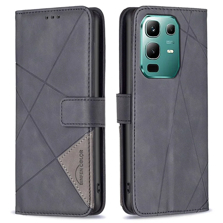 BINFEN COLOR Pour Étuis de Téléphone Infinix Note 50x 5G Support Portefeuille Géométrie en Cuir Imprimé - Noir