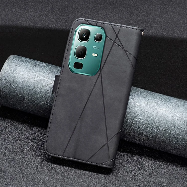 BINFEN COLOR Pour Étuis de Téléphone Infinix Note 50x 5G Support Portefeuille Géométrie en Cuir Imprimé - Noir