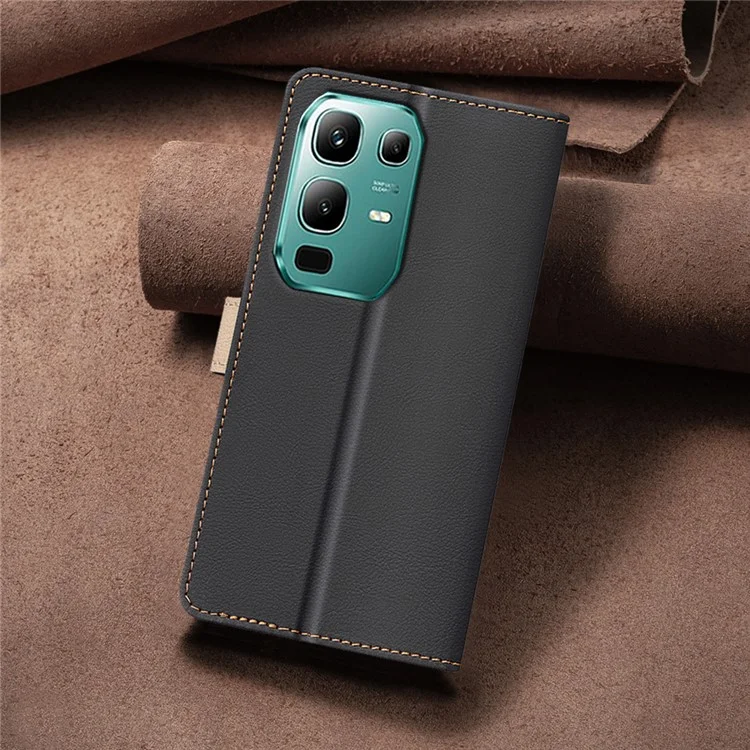 BINFEN COLOR BF33 Étui en Cuir avec Blocage RFID pour Infinix Note 50x 5G - Couleurs Contrastées Support Portefeuille - Noir