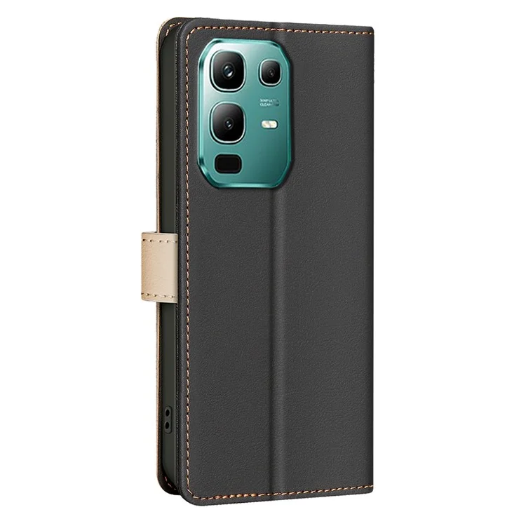 BINFEN COLOR BF33 Étui en Cuir avec Blocage RFID pour Infinix Note 50x 5G - Couleurs Contrastées Support Portefeuille - Noir