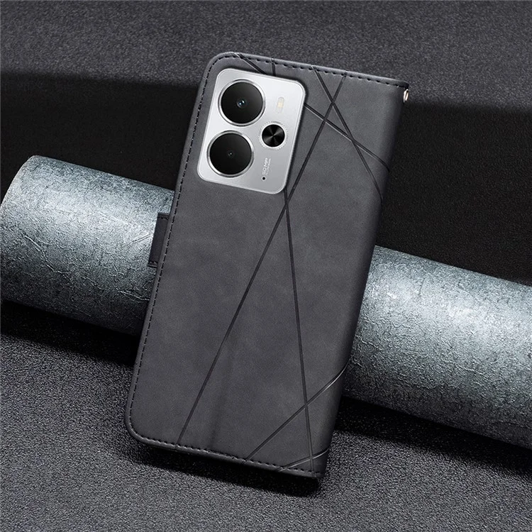 BINFEN COLOR Per Cover Portafoglio Realme 14 5G con Supporto e Geometrie Stampate in Pelle - Nero