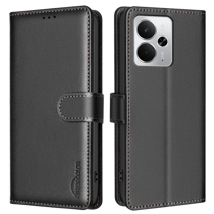 BINFEN COLOR BF32 Für Realme 14 5G Lederetui Brieftasche RFID-Blockierung Handyhülle - Schwarz