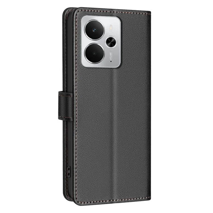BINFEN COLOR BF32 Für Realme 14 5G Lederetui Brieftasche RFID-Blockierung Handyhülle - Schwarz