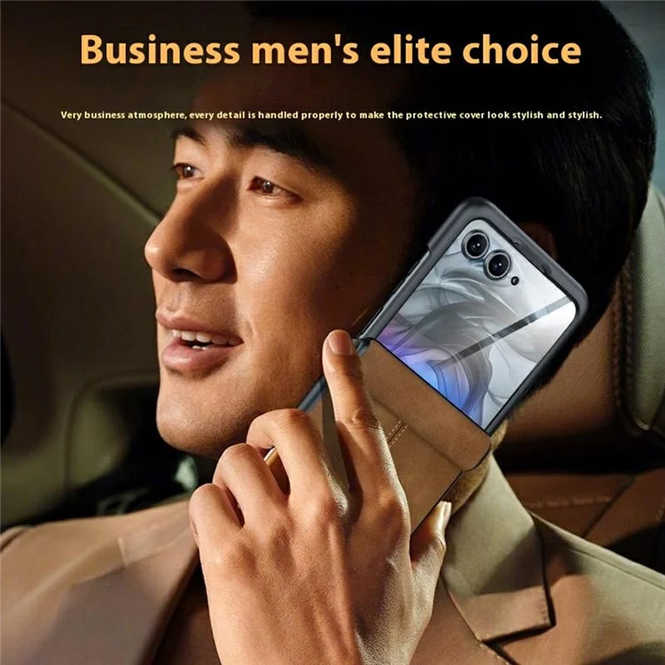 Cover in Pelle Rigida per Motorola Razr 60 / 50 5G con Pellicola Protettiva Posteriore e Cerniera - Marrone
