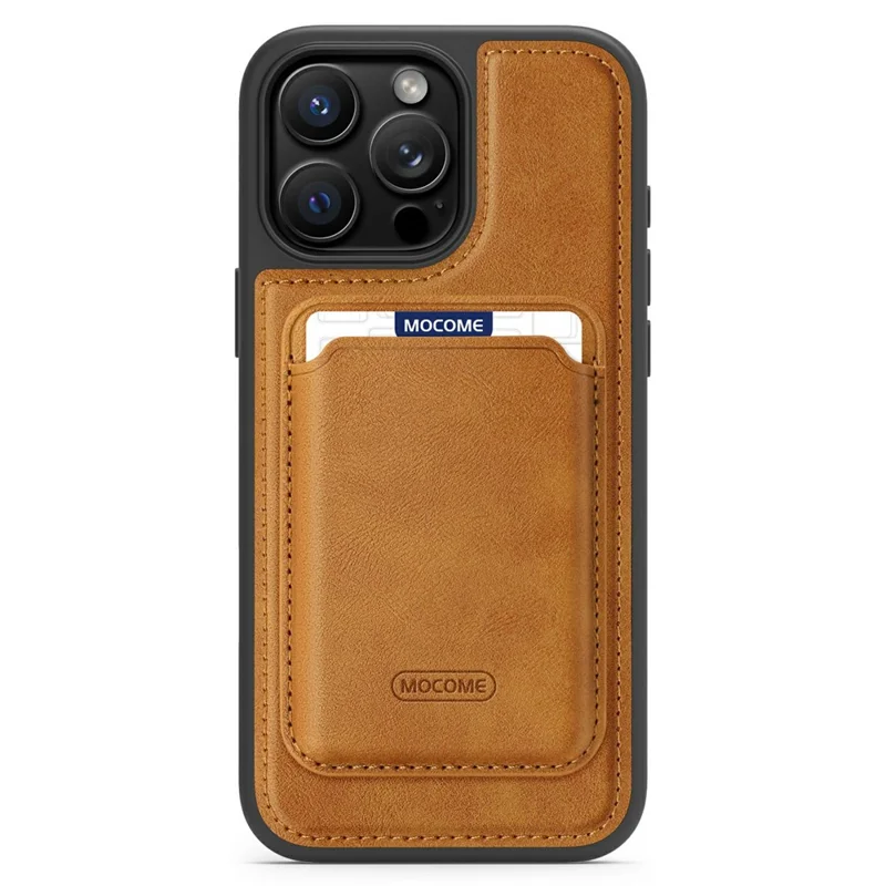 For iPhone 16 Pro Max Magnetic Case with Detachable Card Holder TPU + PU Leather Phone Back Cover - Brown