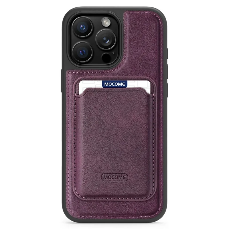 For iPhone 16 Pro Max Magnetic Case with Detachable Card Holder TPU + PU Leather Phone Back Cover - Dark Purple