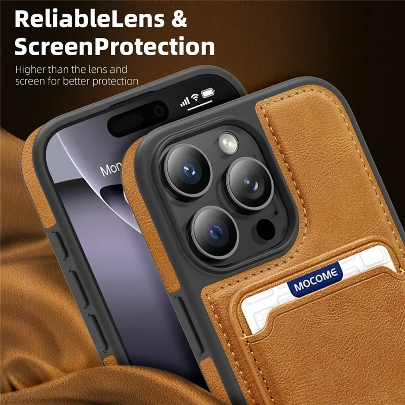 Pour iPhone 16 Pro Étui Magnétique avec Porte-Cartes Détachable TPU + Cuir PU Coque Arrière de Téléphone - Marron