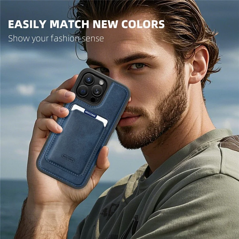 For iPhone 16 Pro Magnetic Case with Detachable Card Holder TPU + PU Leather Phone Back Cover - Blackish Green