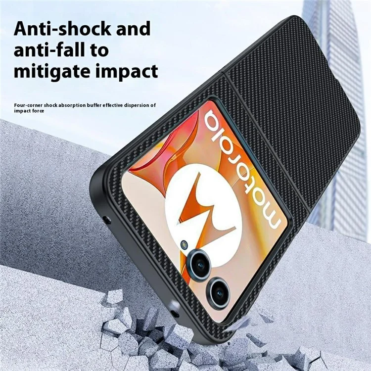 Funda de Fibra de Carbono para Motorola Razr 60 - Diseño Ultrafino, Cubierta Rígida de PC, Color Negro Carbono