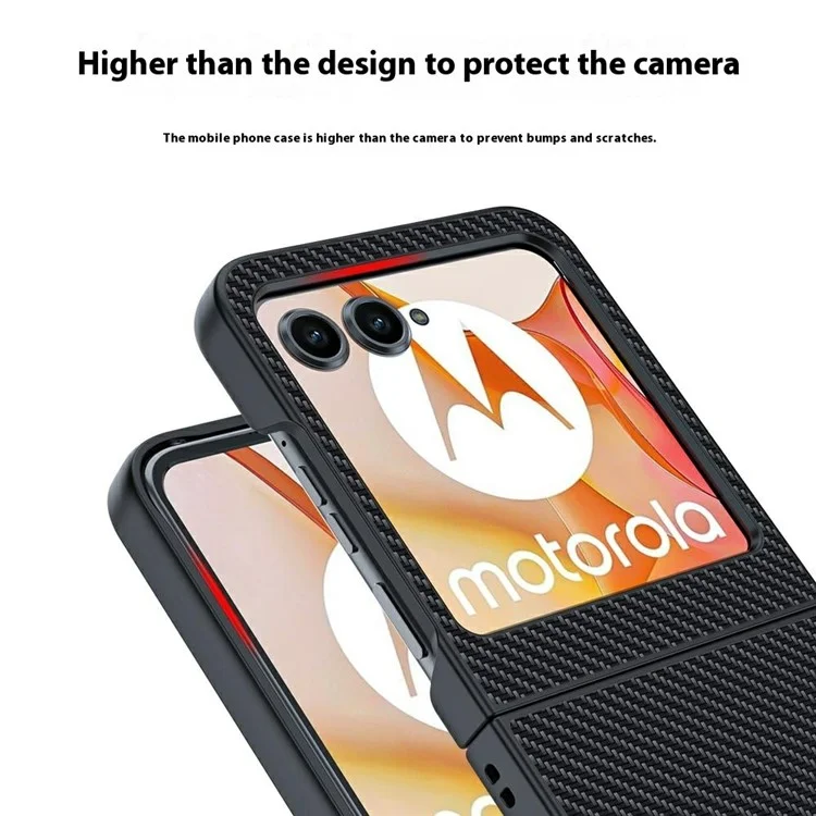 Funda de Fibra de Carbono para Motorola Razr 60 - Diseño Ultrafino, Cubierta Rígida de PC, Color Negro Carbono
