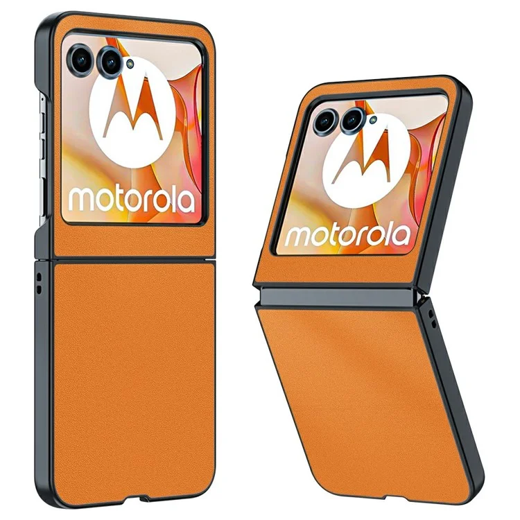 Для Motorola Razr 60 Сверхтонкий кожаный жесткий ПК складной чехол для телефона - Оранжевый