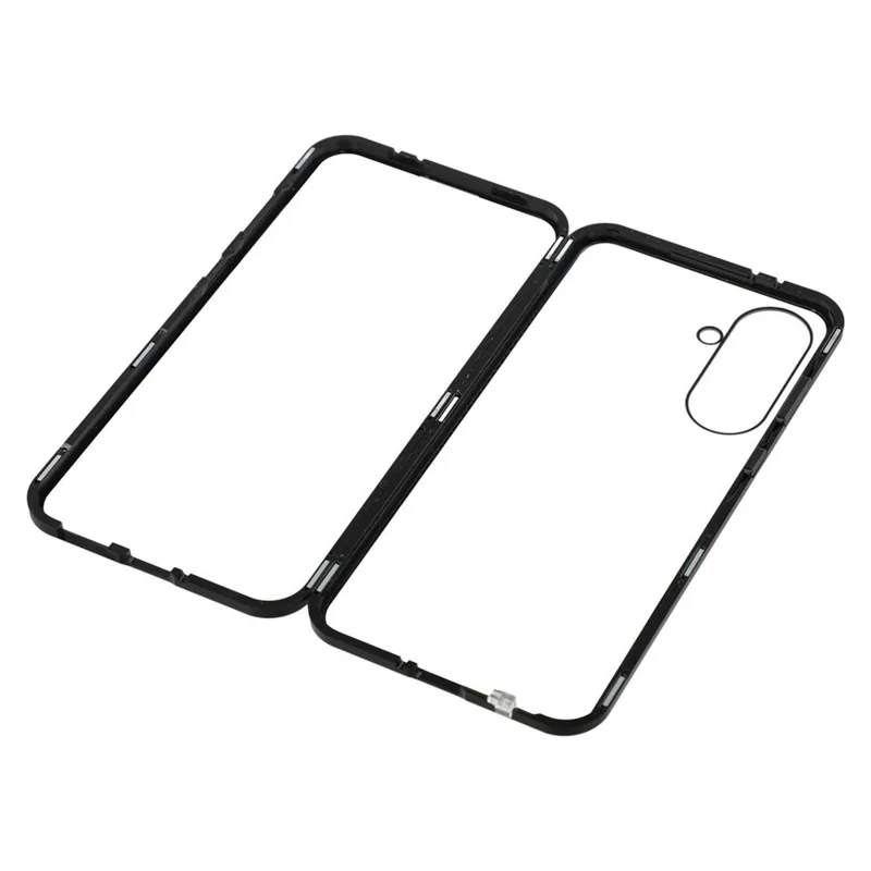 For Samsung Galaxy A36 5G Case Double-Sided Tempered Glass Magnetic Clear Phone Cover - Black