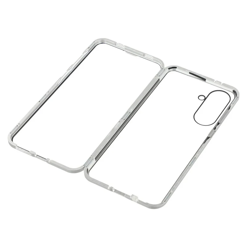 For Samsung Galaxy A56 5G Full Body Case Magnetic Tempered Glass Double-Sided Phone Case - Silver