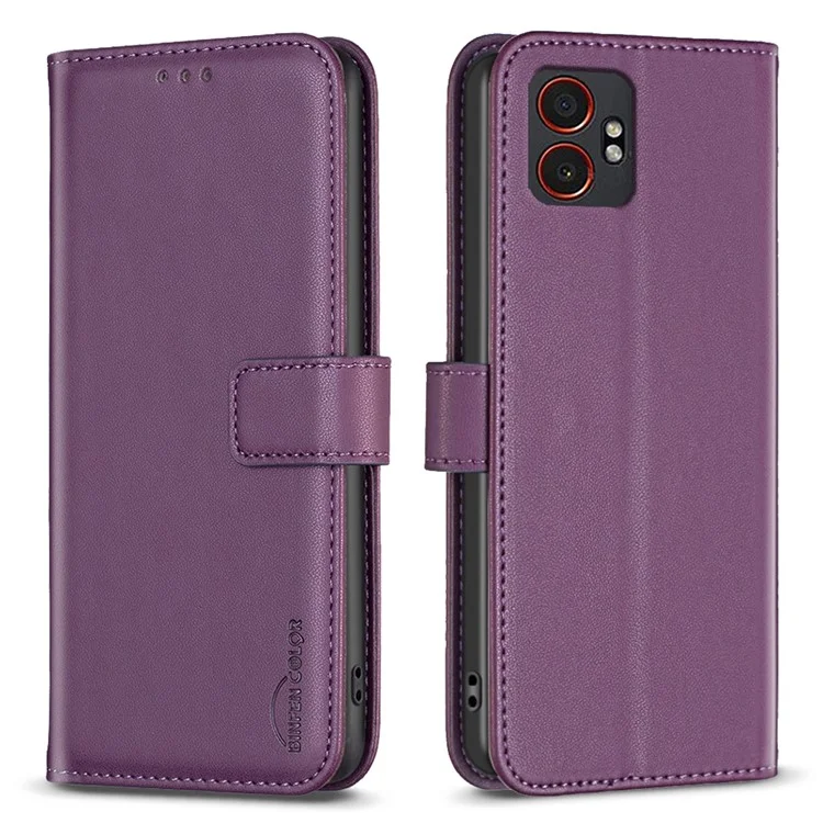 BINFEN COLOR BF17 Brieftasche Klapp-Lederhülle für Samsung Galaxy XCover7 Pro - Dunkelviolett