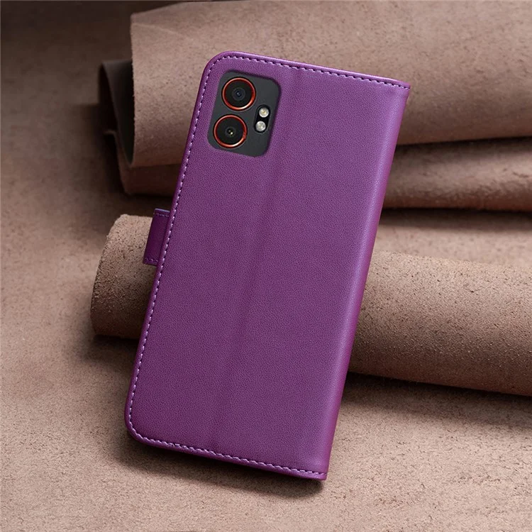 BINFEN COLOR BF17 Brieftasche Klapp-Lederhülle für Samsung Galaxy XCover7 Pro - Dunkelviolett