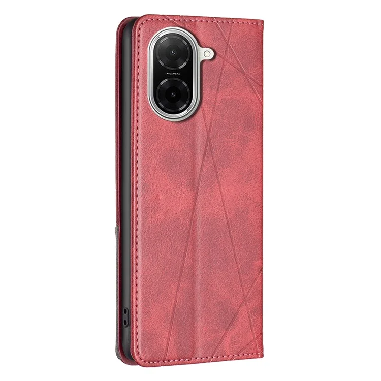 Pour Xiaomi Redmi A5 4G (171,7 mm) Étui avec Emplacements pour Cartes Motif Géométrique Housse de Téléphone en Cuir - Rouge