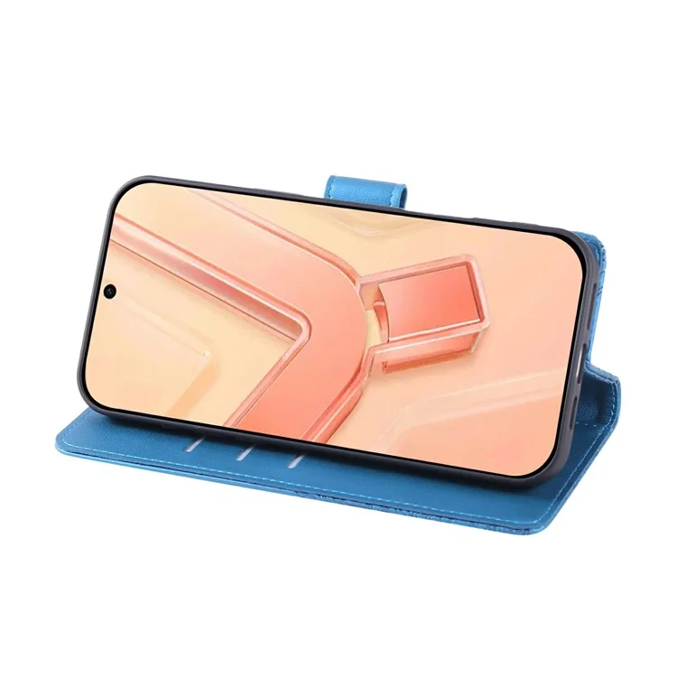 PU Leather Case For Oppo A3x 5G (India)  /  A3x 4G  /  A3 5G  /  A3 4G  /  A60 5G  /  A40 4G  /  A40M 4G Rose Flower Phone Cover with 3 Card Slot - Blue