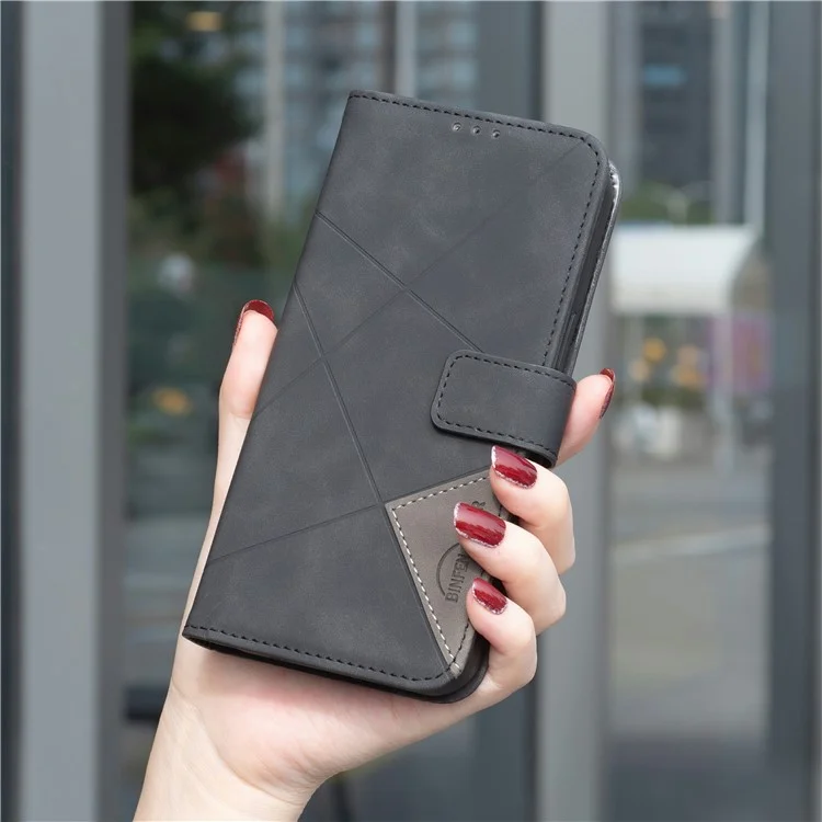BINFEN COLOR Pour Xiaomi Redmi A5 4G (171,7 mm) Étui Portefeuille Support Géométrie Imprimé Cuir Housse - Noir