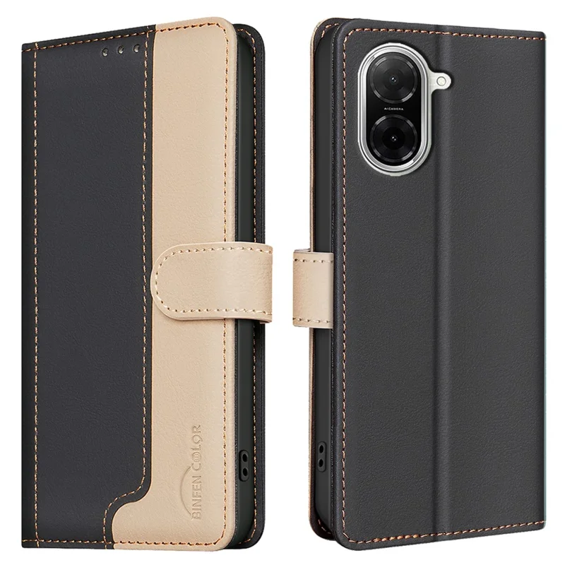 BINFEN COLOR BF33 For Xiaomi Redmi A5 4G (171.7mm) Leather Case Splicing Color RFID Blocking Wallet Stand Phone Cover - Black