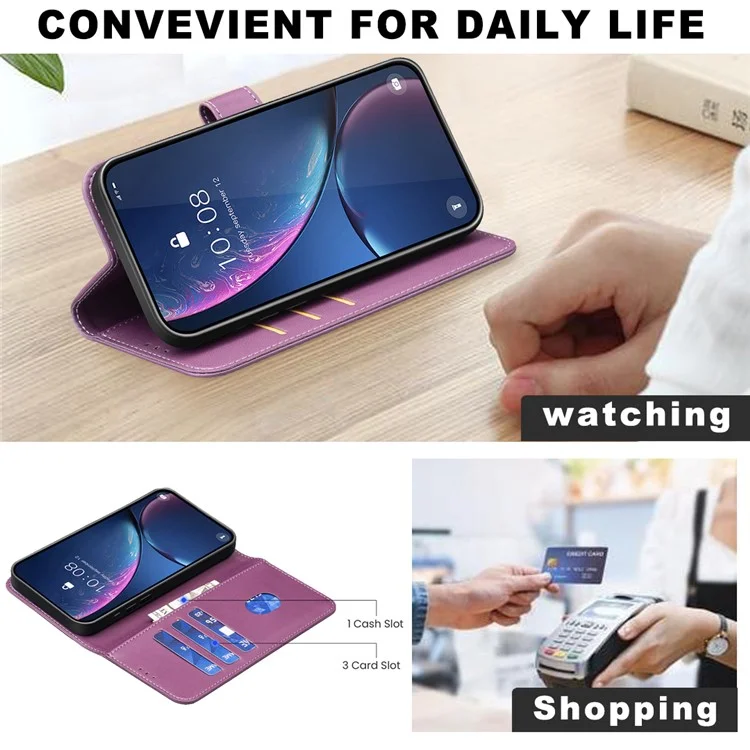 BINFEN COLOR BF17 For Xiaomi Redmi A5 4G (171.7mm) Case Wallet Folio Flip Leather Cover - Dark Purple