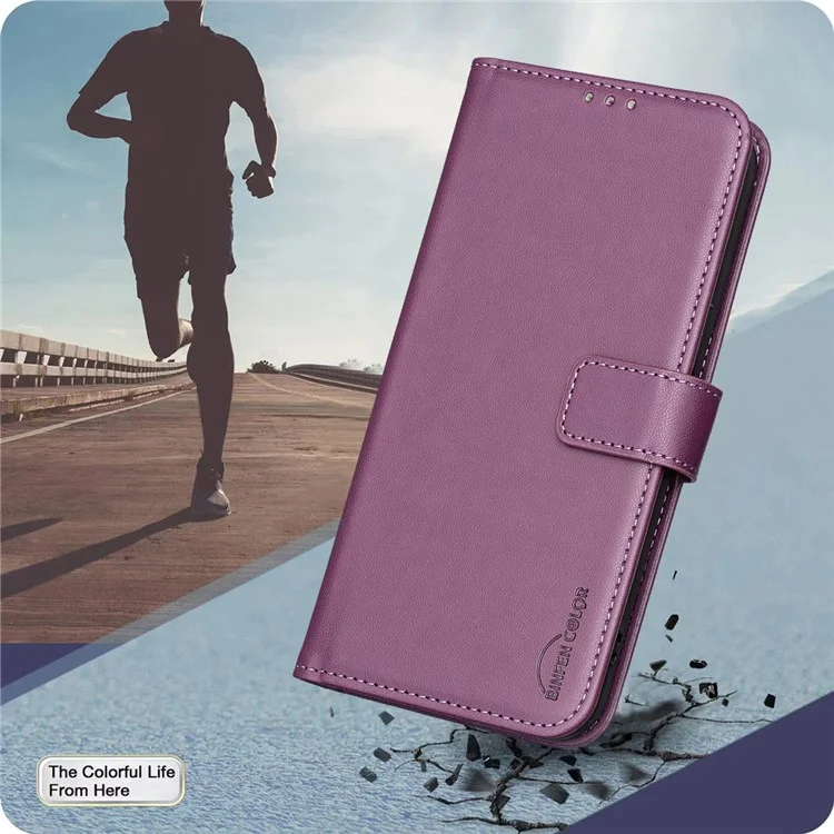 BINFEN COLOR BF17 For Xiaomi Redmi A5 4G (171.7mm) Case Wallet Folio Flip Leather Cover - Dark Purple