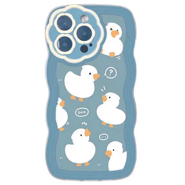 Encantador de Portada de Teléfono de Patrón de Pato Encantador Para Iphone 14 Pro, Estuche de TPU Flexible de TPU Wavy Edge Blue Anti-scratch Protection Case
