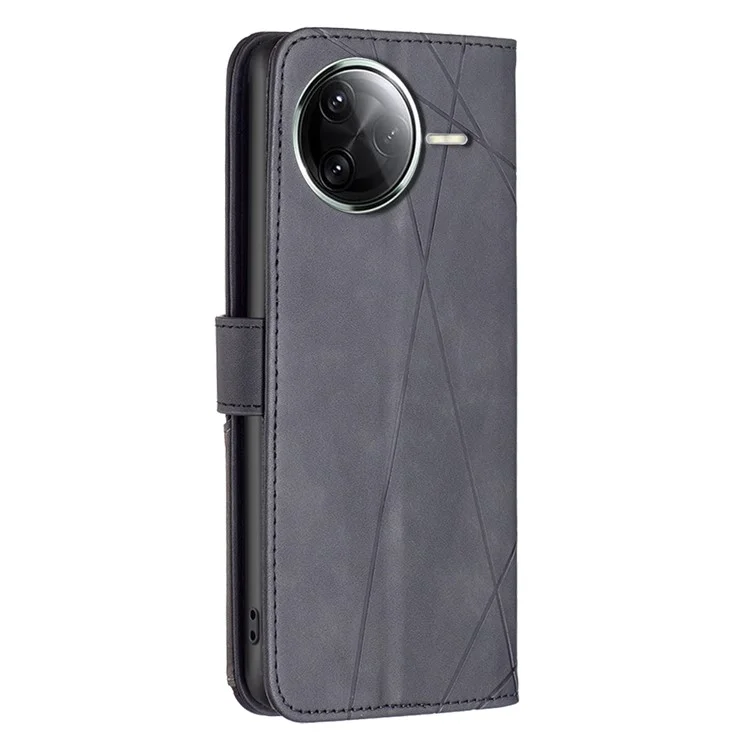 BINFEN COLOR Phone Case For Xiaomi Redmi K80 Pro 5G  /  K80 5G  /  Poco F7 Pro 5G  /  F7 Ultra 5G Wallet Stand Geometry Imprinted Leather Cover - Black