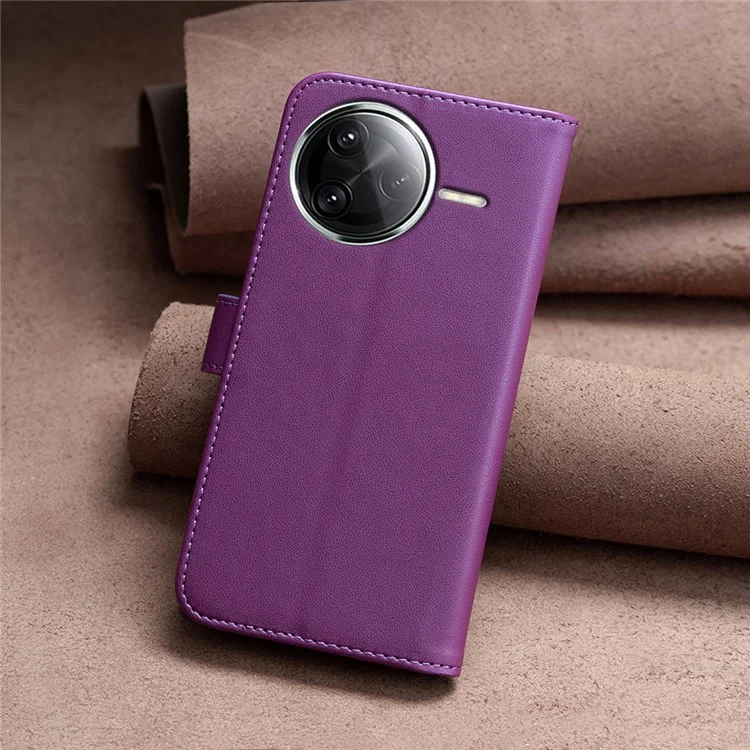 BINFEN COLOR BF17 Wallet Case For Xiaomi Redmi K80 Pro 5G  /  K80 5G  /  Poco F7 Pro 5G  /  F7 Ultra 5G Folio Flip Leather Cover - Dark Purple