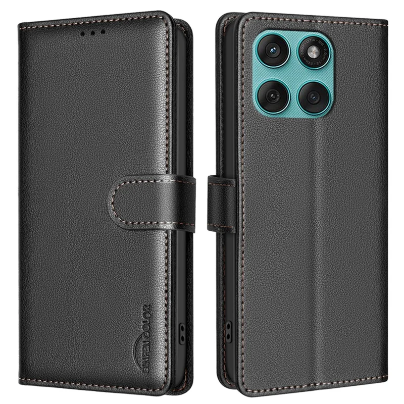BINFEN COLOR BF32 For Motorola Edge 60 5G / 60 Fusion 5G Leather Case Wallet RFID Blocking Phone Cover - Black