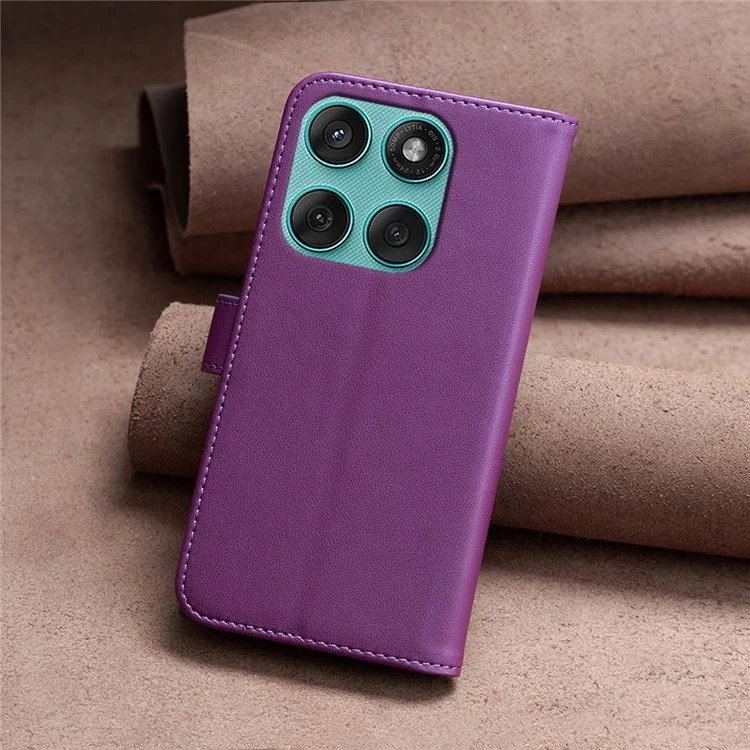 BINFEN COLOR BF17 Brieftasche Klapp-Lederhülle für Motorola Edge 60 Fusion 5G - Dunkelviolett