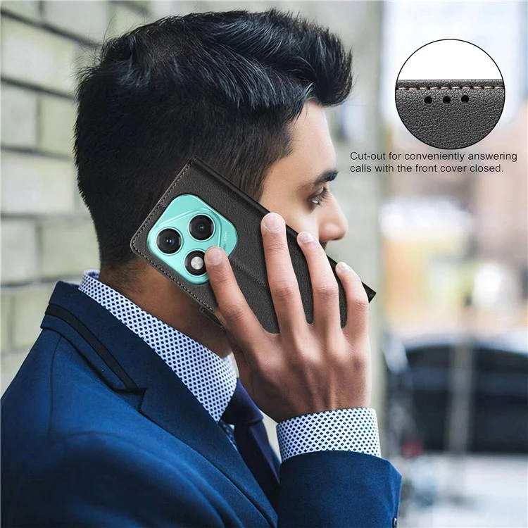 BINFEN COLOR BF32 Étui Portefeuille en Cuir avec Blocage RFID pour Honor 400 Lite - Noir