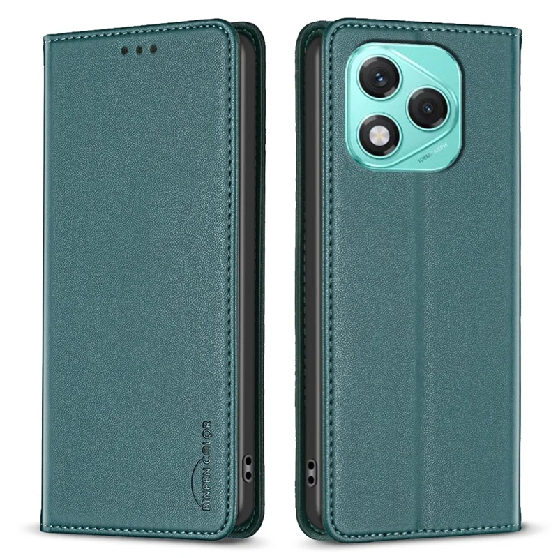 BINFEN COLOR BF18 For Honor 400 Lite 5G Leather Case Card Slots Phone Cover - Green
