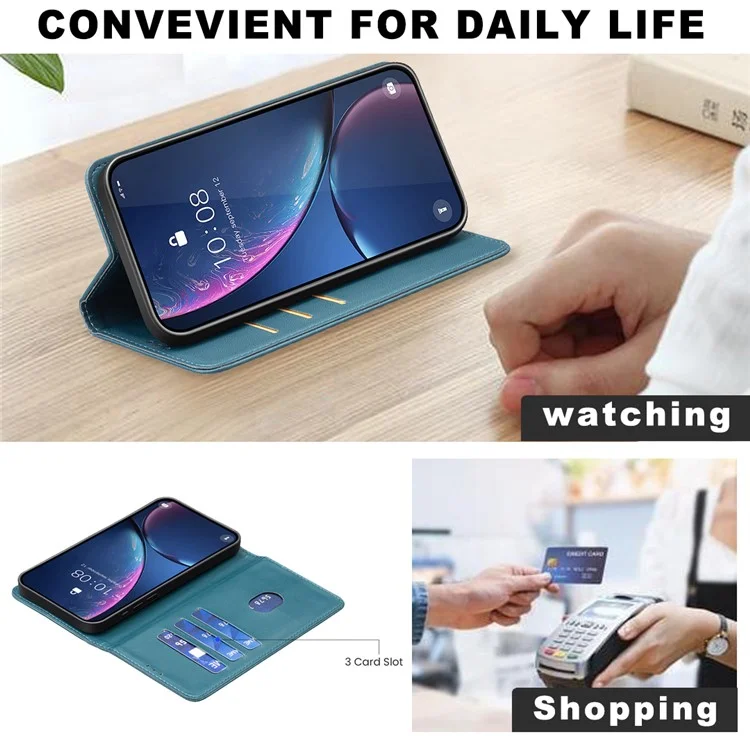 BINFEN COLOR BF18 For Honor 400 Lite 5G Leather Case Card Slots Phone Cover - Green
