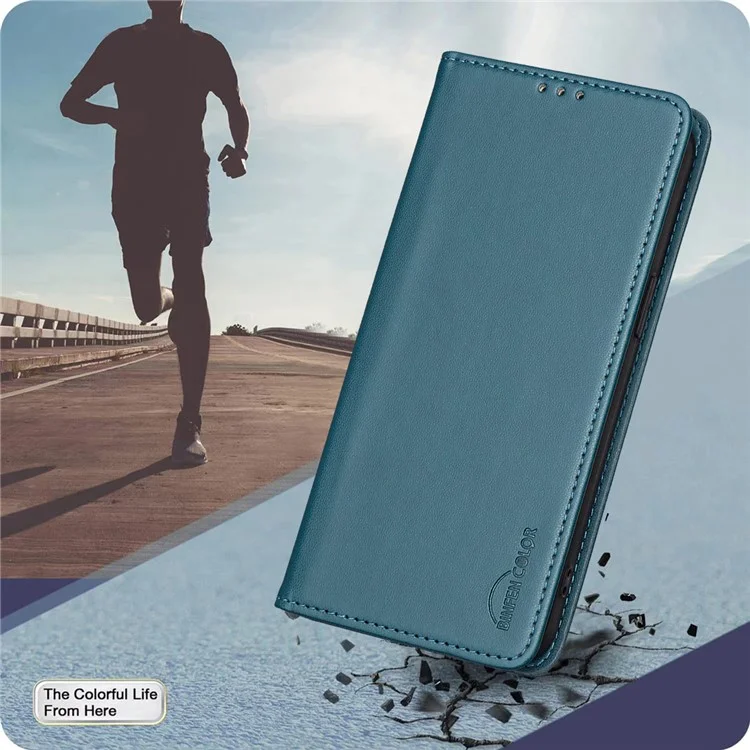 BINFEN COLOR BF18 For Honor 400 Lite 5G Leather Case Card Slots Phone Cover - Green