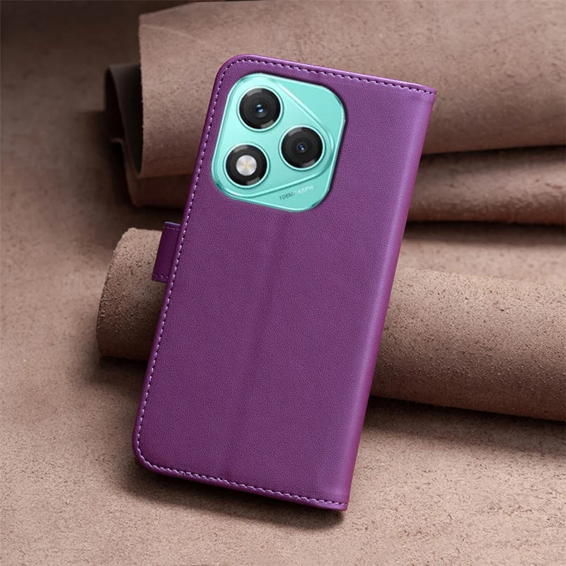 BINFEN COLOR BF17 For Honor 400 Lite 5G Case Wallet Folio Flip Leather Cover - Dark Purple