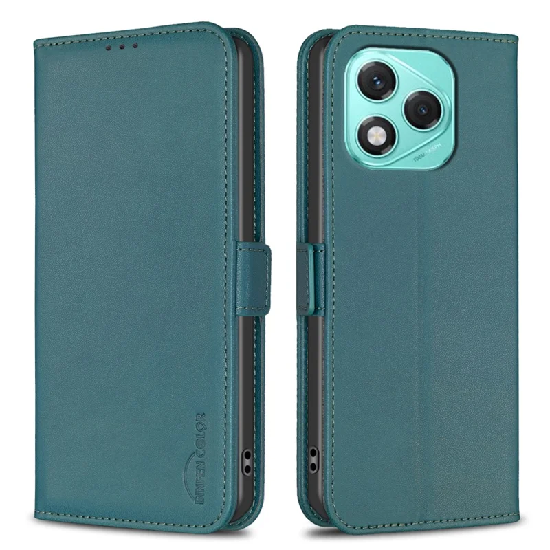 BINFEN COLOR BF31 For Honor 400 Lite 5G Case PU Leather Flip Folio Phone Wallet Cover - Green