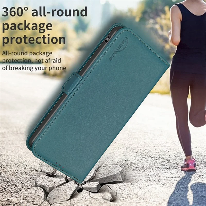BINFEN COLOR BF31 For Honor 400 Lite 5G Case PU Leather Flip Folio Phone Wallet Cover - Green