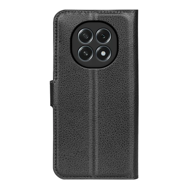 Чехол для Oppo F29 5G с текстурой личи, противоударный кожаный кошелек - Черный