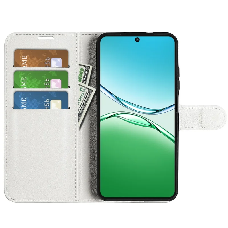 For Oppo F29 5G Case Litchi Texture Shockproof Leather Wallet Phone Cover - White