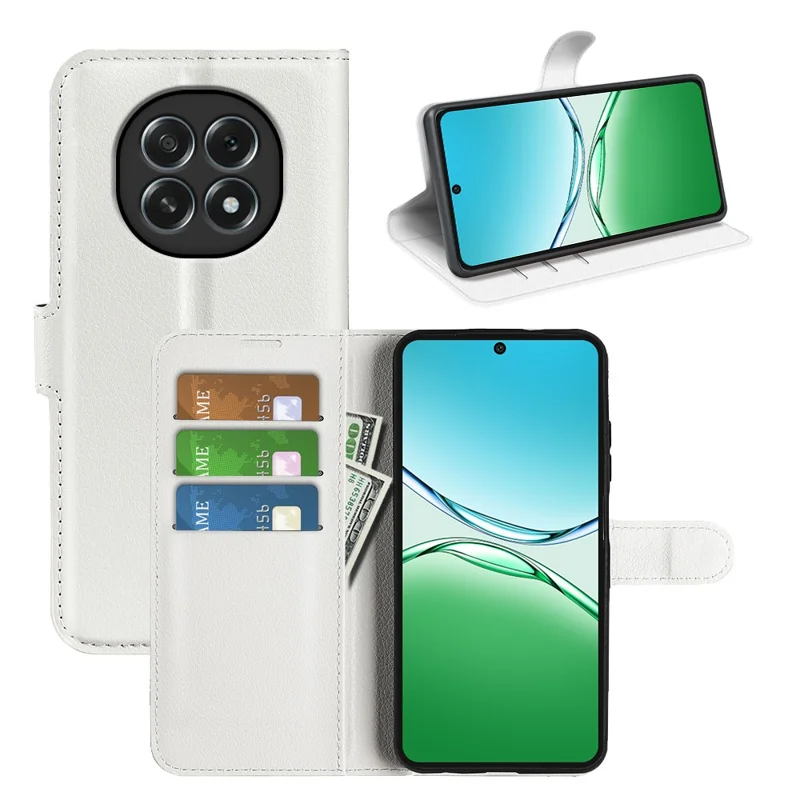 For Oppo F29 5G Case Litchi Texture Shockproof Leather Wallet Phone Cover - White