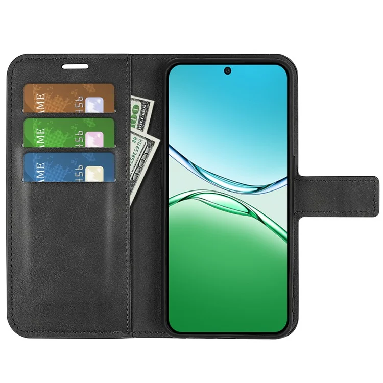 Pour Oppo F29 5G Étui Support Antidérapant en Cuir Texture de Veau Housse de Téléphone - Noir