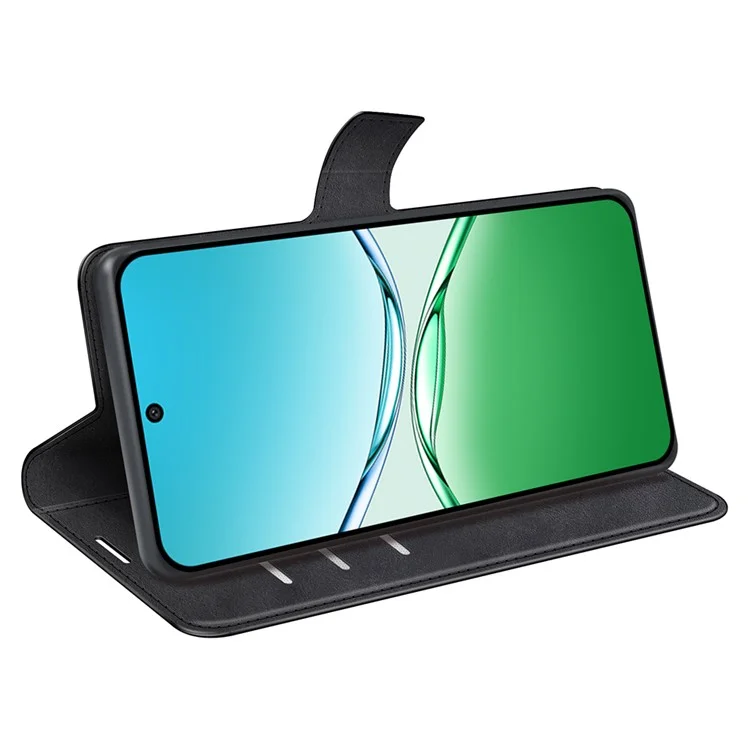 Pour Oppo F29 5G Étui Support Antidérapant en Cuir Texture de Veau Housse de Téléphone - Noir