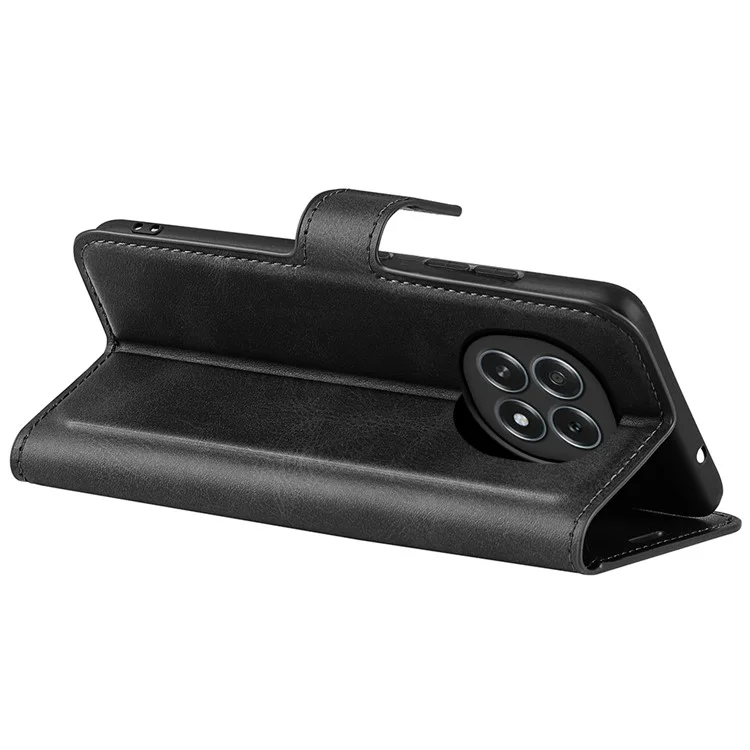 Pour Oppo F29 5G Étui Support Antidérapant en Cuir Texture de Veau Housse de Téléphone - Noir